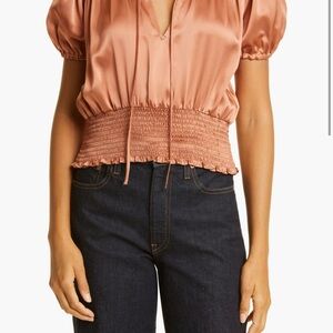 Cinq à Sept Silk Blouse in Warm Bronze